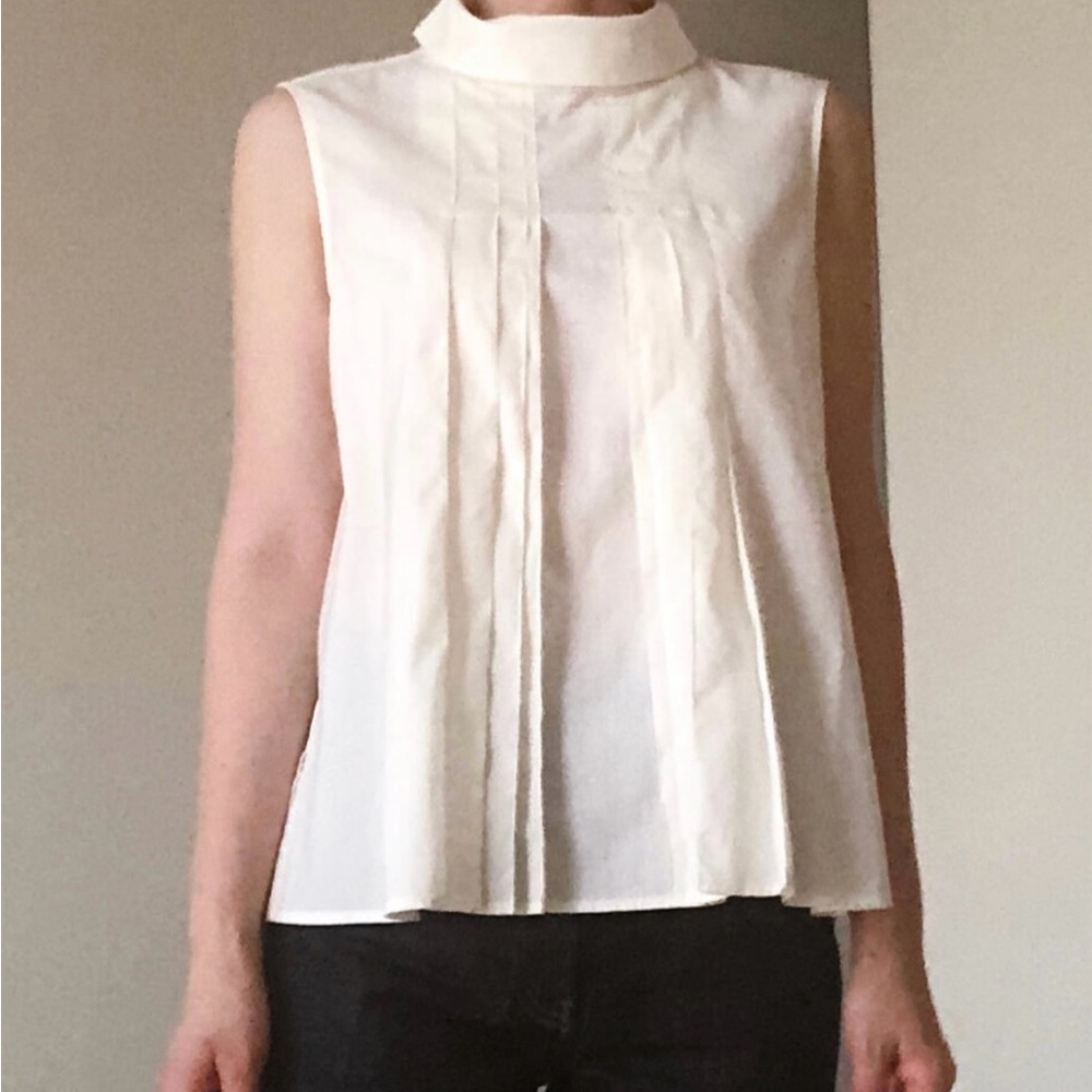 MARNI X Uniqlo Limited Tuck Blouse Sleeveless Women Japan White Medium